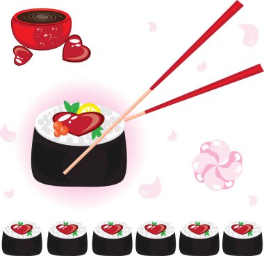 sushi rolls on white background, vector illustration