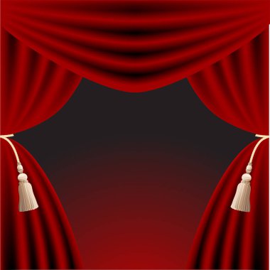 Kırmızı perdeleri ve sahne 