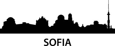 Sofya şehrinin siluetinin silüeti, vektör illüstrasyonu.
