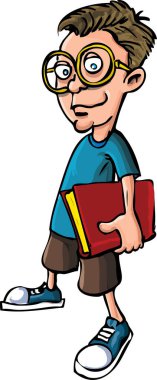 Erkek çizgi film karakteri çizimleri beyaza izole edilmiş.