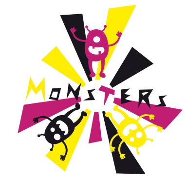 Beyaz arka planda renkli canavarın vektör çizimi. Cadılar Bayramı kartı tasarımı