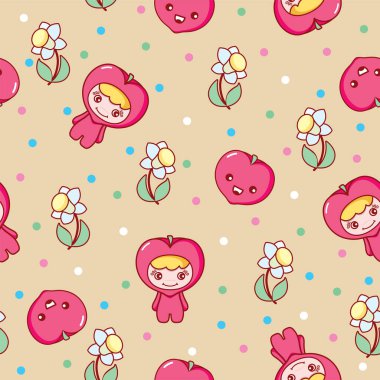 Güzel, pürüzsüz bir desen. Çizgi film karakterleriyle el çizimi.