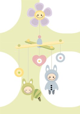 Bebek duş kartı küçük hayvanlarla