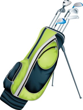 golf çantası ve golf sopası..