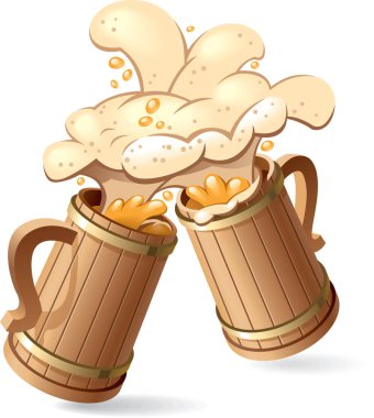 Ahşap bira fincanlarının sımsıkı yapışması. 