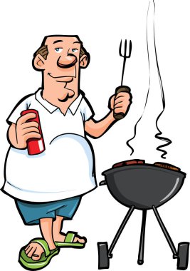 Barbekülü adam, vektör çizimi basit tasarım.