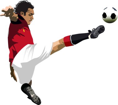 futbol oyuncusu topa vuruyor, vektör illüstrasyonu