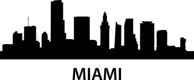 Miami şehir silueti, vektör illüstrasyonu