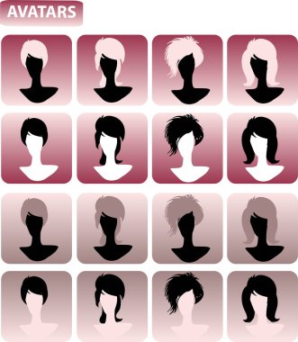 Vektör çizimi, dişi avatarların şablonları 