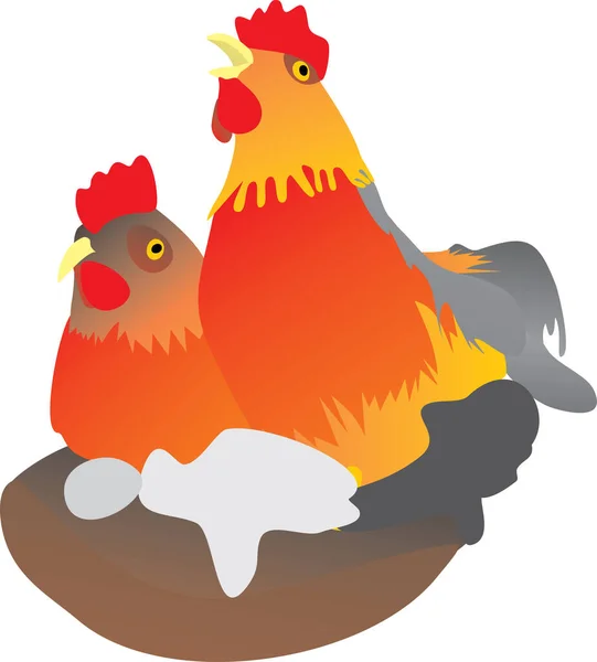 Illustration Chicken Cock Vector Simple Design — Stock Vector