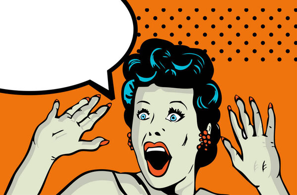 pop art comic woman, vector illustration