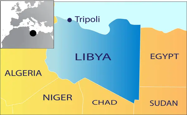 Karta Över Libyen Vektor Enkel Design — Stock vektor