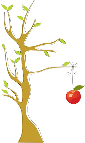 Apple Tree Apple Vector Illustration White Background Apple Tree Leaves — 스톡 벡터