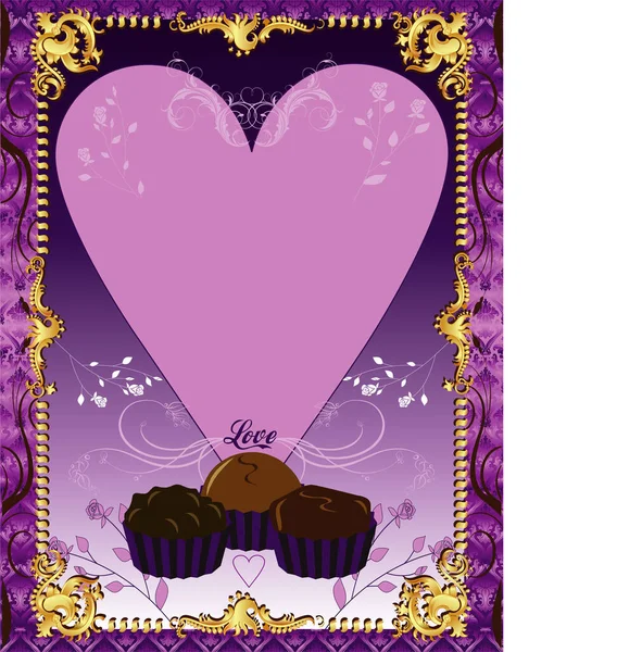 Purple Chocolate Card Vector Illustration Simple Design — Stock Vector