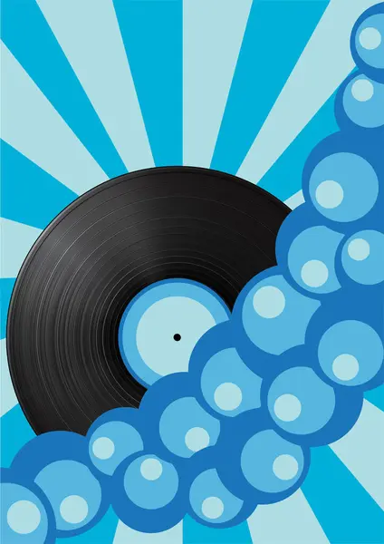 Vinyl Record Retro Background Vector Illustration — Stock Vector
