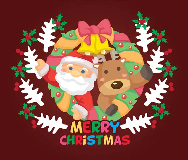 Christmas Card Design Cute Dog Santa Claus — Stock Vector