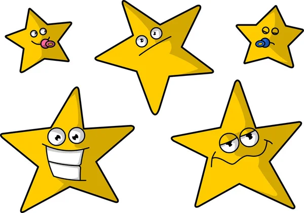 Conjunto Estrellas Dibujos Animados — Vector de stock