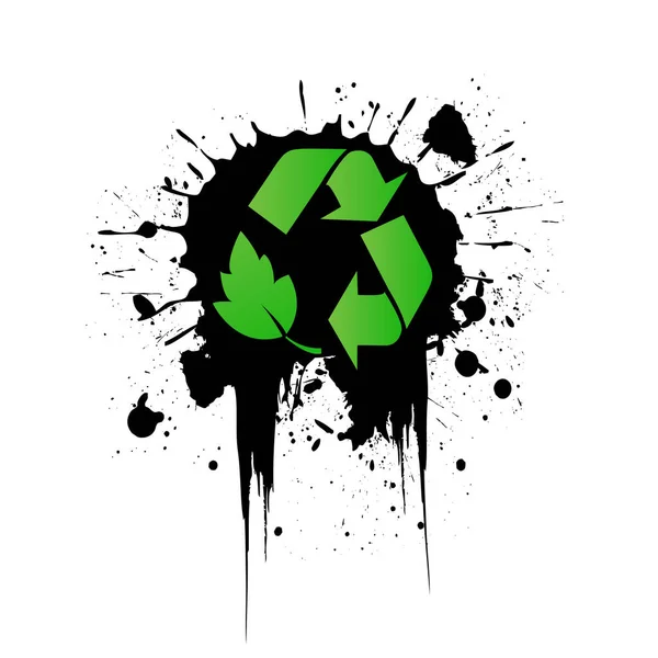 Ícone Reciclagem Estilo Grunge — Vetor de Stock
