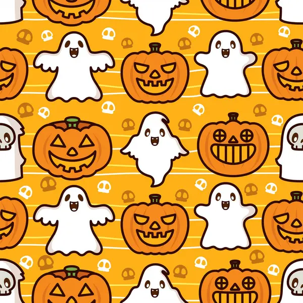 Seamless Halloween Pattern Pumpkins — Stock Vector