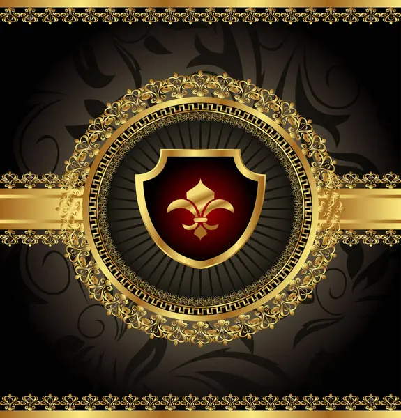 Золотой Щит Короной — стоковый вектор