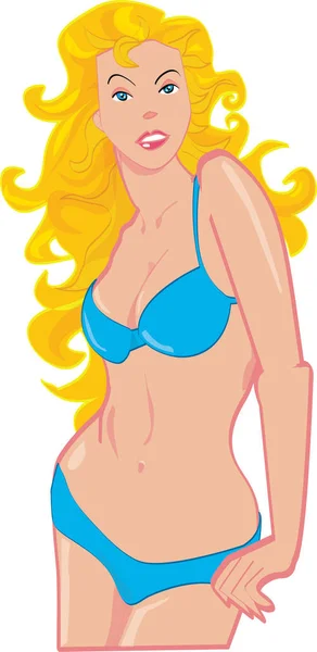 Vektor Ilustrasi Wanita Cantik Dengan Bikini - Stok Vektor