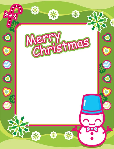 Cadre Noël Avec Bonhomme Neige — Image vectorielle