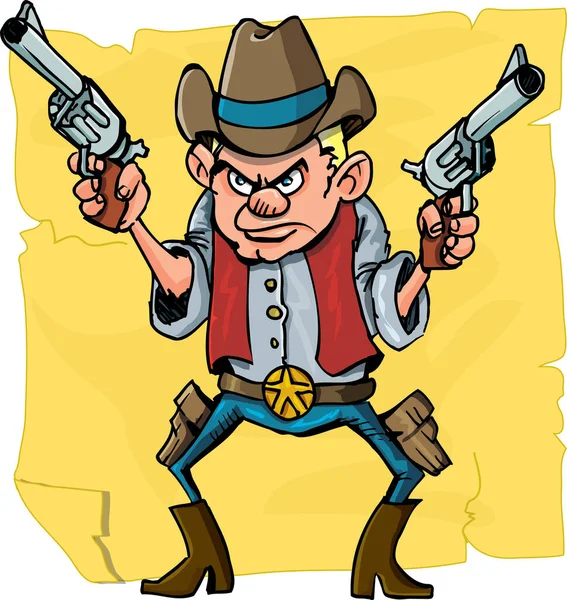 Uma Ilustração Vetorial Cowboy Com Arma — Vetor de Stock