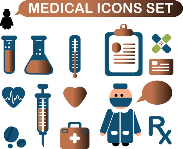Icone Mediche Impostate Sfondo Colore Illustrazione Vettoriale Stock — Vettoriale Stock