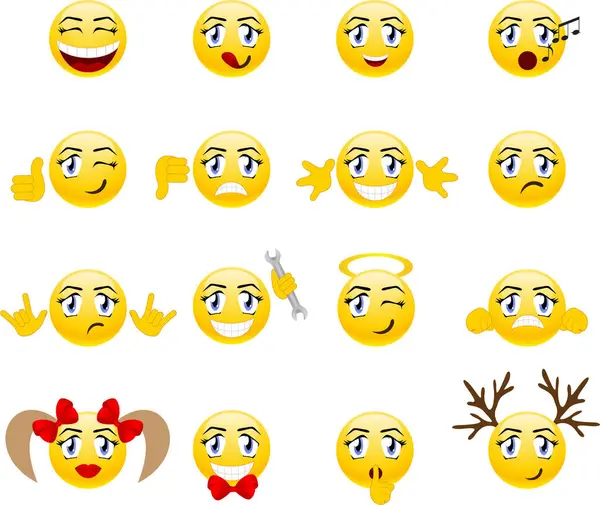 Set Emoji Emoticon - Stok Vektor