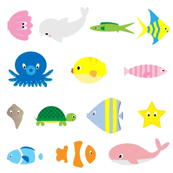 Набор Милый Морских Животных — стоковый вектор