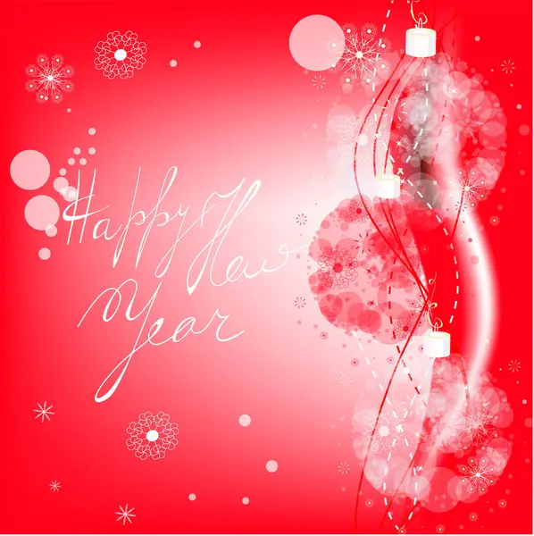 Feliz Año Nuevo Fondo Con Cintas Rojas Confeti Bokeh Ilustración — Vector de stock