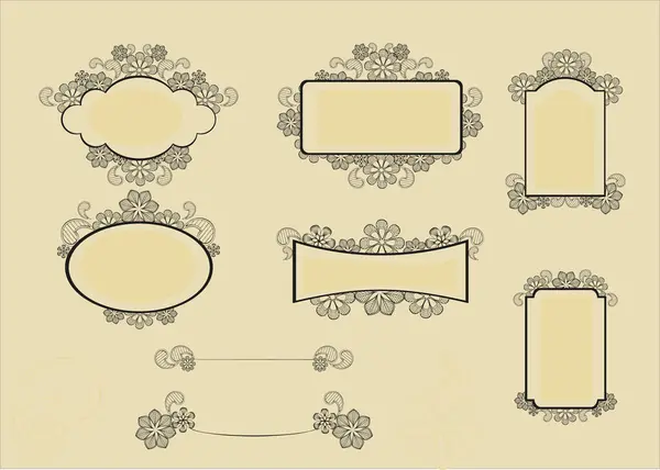 Set Floral Elements Vector Illustration — Stock Vector
