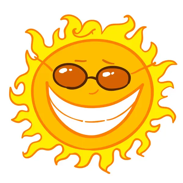 Slunce Úsměvem Slunečními Brýlemi Vektorová Ilustrace — Stockový vektor