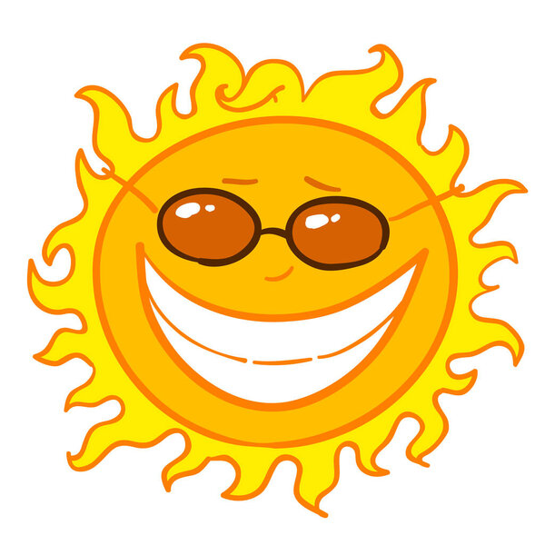 sun with smile and sunglasses. vector illustration