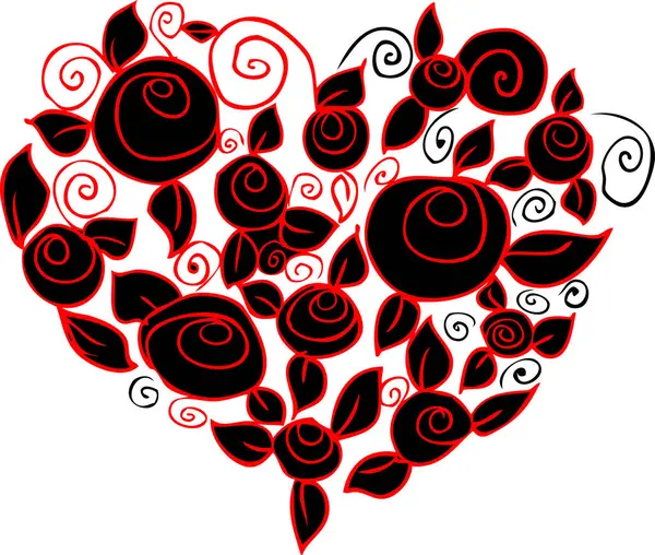 Corazón Con Flores Para Día San Valentín — Archivo Imágenes Vectoriales