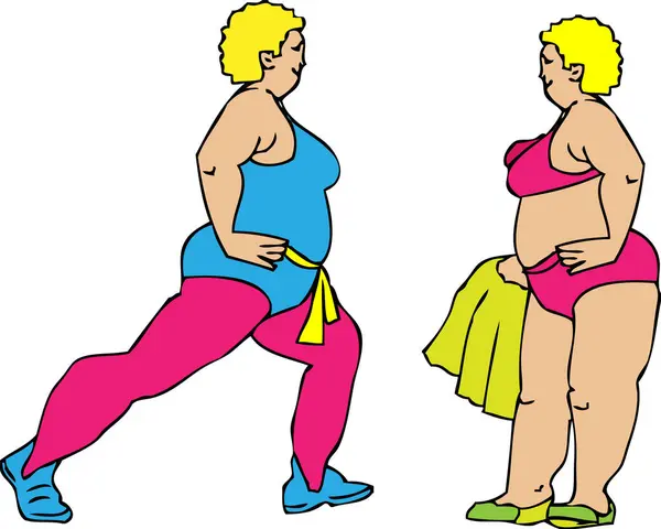 做运动的胖女人 — 图库矢量图片