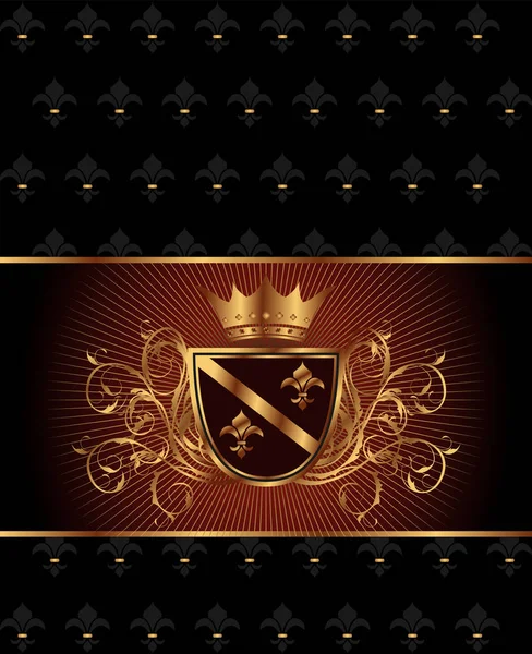 Coroa Real Com Escudo Ilustração Vetorial — Vetor de Stock