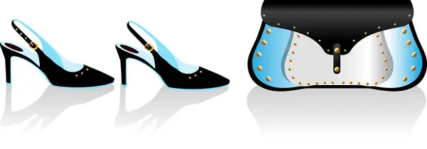 Vektor Illustration Von Weiblichen Schuhen Und Tasche Isoliert Auf Weißem — Stockvektor