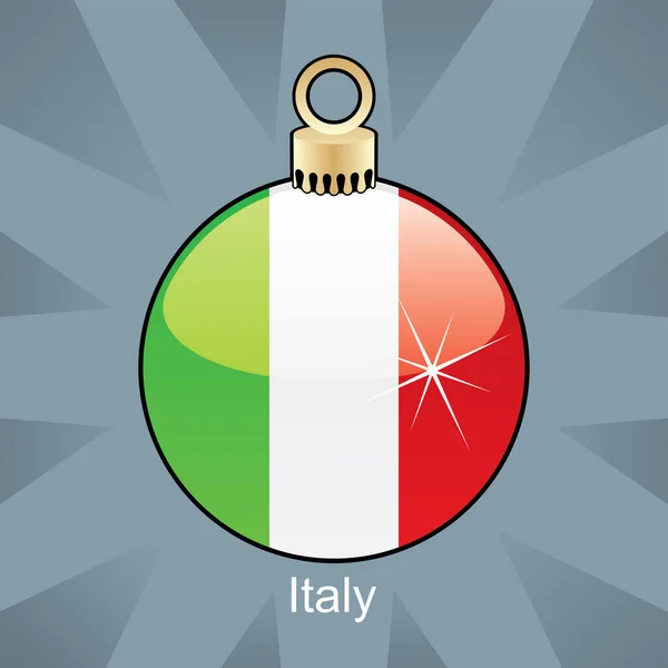 Рождественская Безделушка Флагом Италии — стоковый вектор