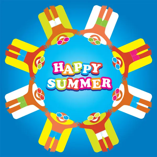 Happy Summer Vector Illustration Background — Stock Vector