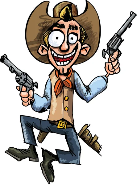 Cartoon Cowboy Met Geweren — Stockvector