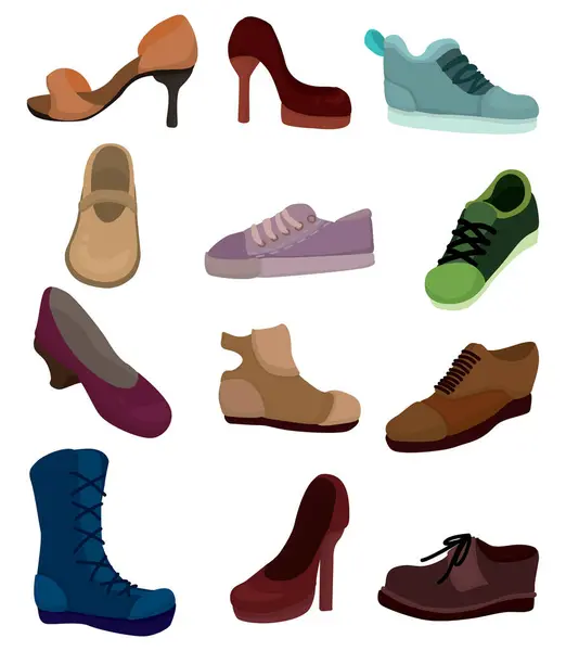 Schuhe Für Männer Und Frauen Illustration Symbole Auf Weißem Hintergrund — Stockvektor