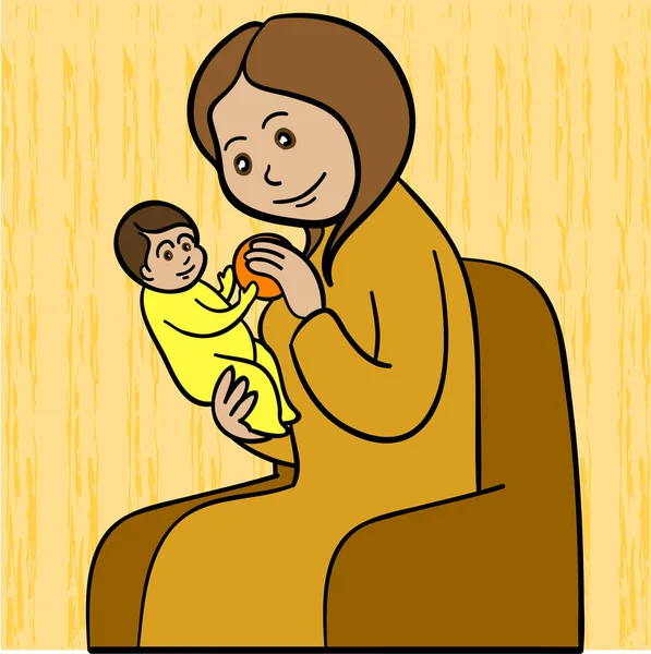 Vector Illustration Mother Baby Chair — Stock Vector