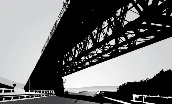 Siyah Beyaz Tonlu Modern Köprü — Stok Vektör