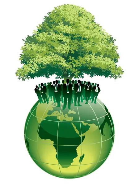 Grüner Baum Mit Erde — Stockvektor