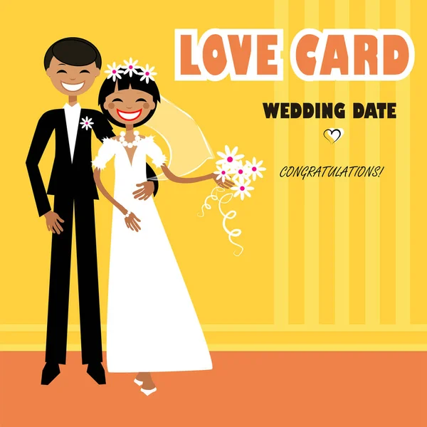 Bride Groom Love Card — Stock Vector