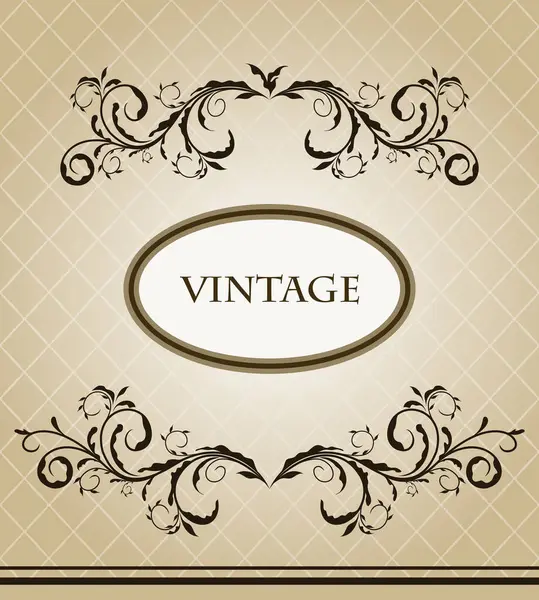 Cornice Vettoriale Stile Vintage Con Ornamenti Floreali — Vettoriale Stock