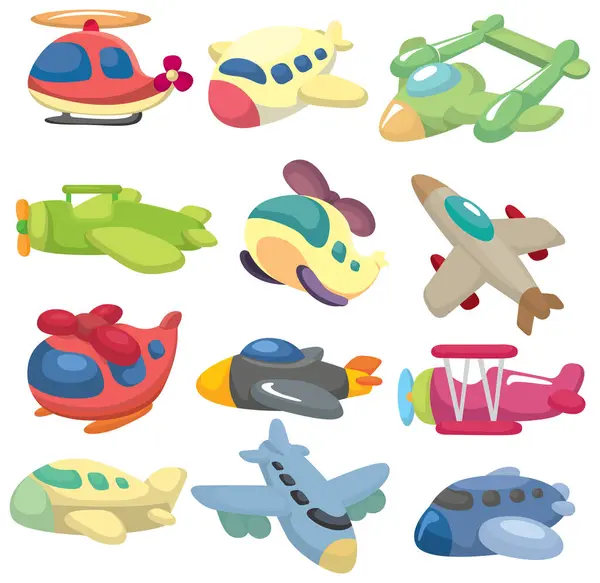 Planes Toys Kids Icon Cartoon Style Stock Vector