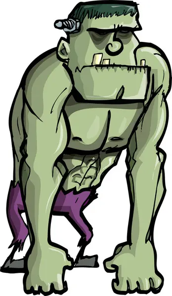 Cartoon Big Green Monster Vector Illustration — Stock Vector