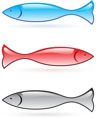 beyaz arkaplanda balık simgesi ayarlandı